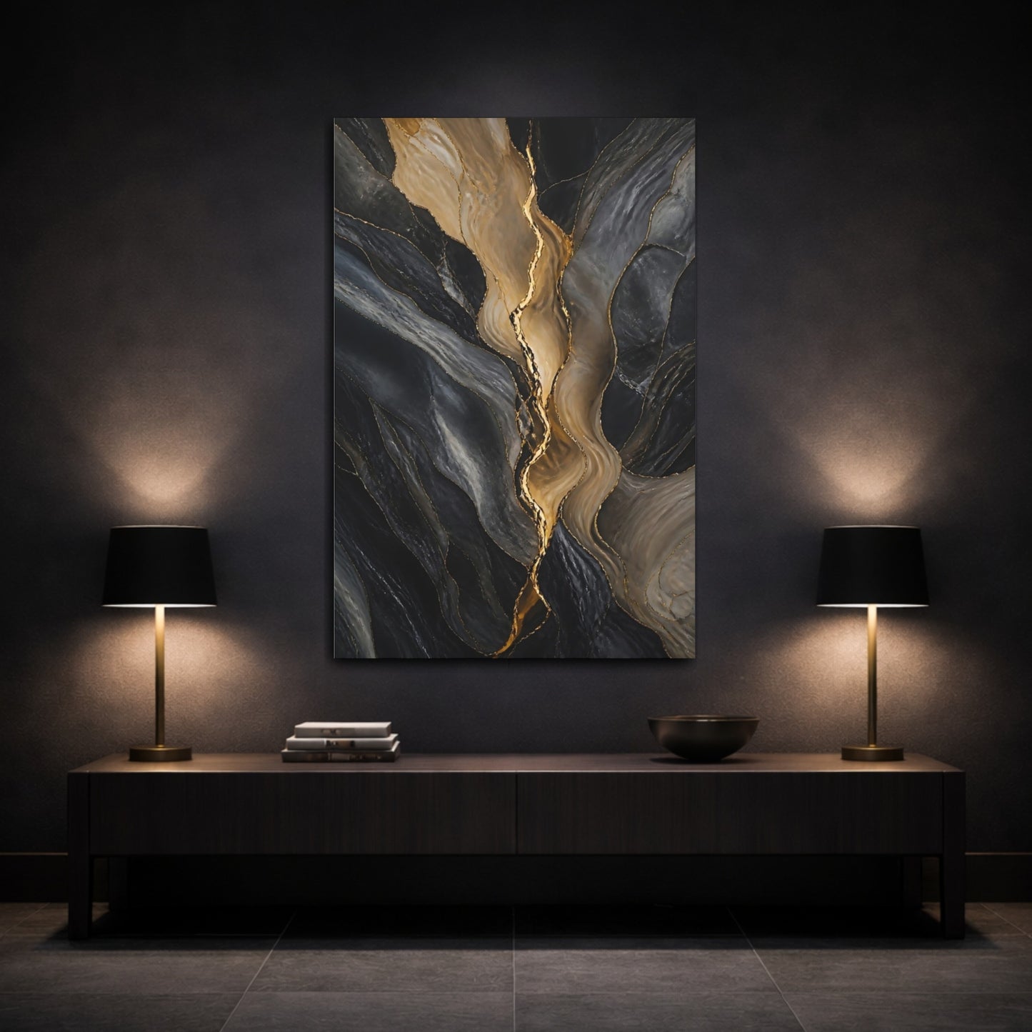 Mockup 3. Golden Vein Marble shown as canvas print