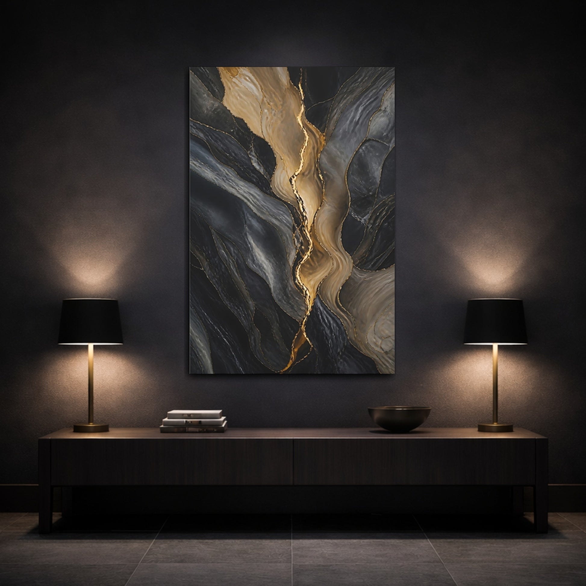 Mockup 3. Golden Vein Marble shown as canvas print