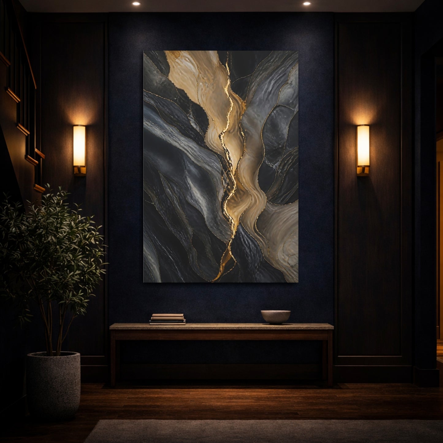 Mockup 4. Golden Vein Marble shown as canvas print