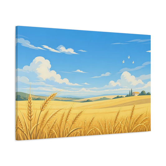 Main Mockup. Golden Wheat Field shown as canvas print