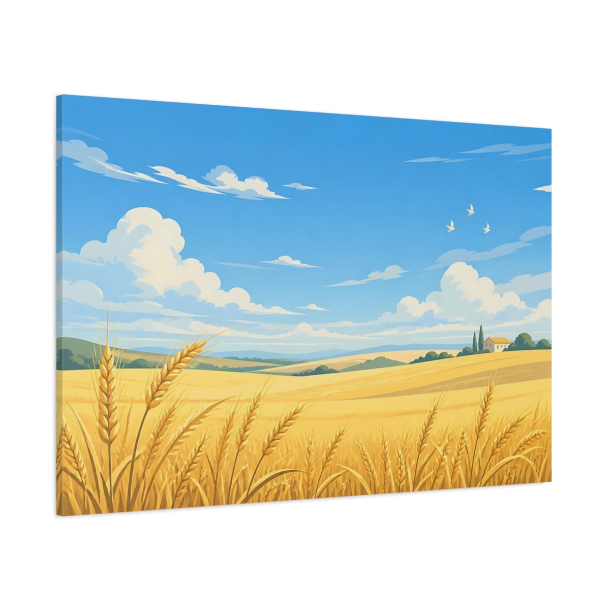 Side Mockup 1. Golden Wheat Field shown as canvas print