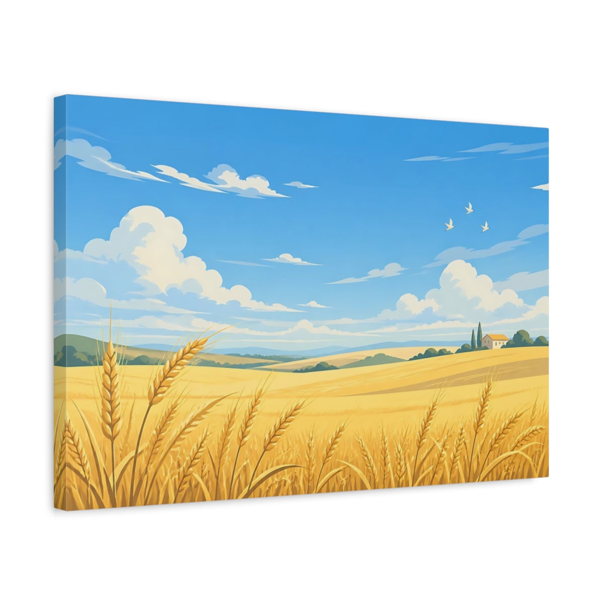 Side Mockup 3. Golden Wheat Field shown as canvas print
