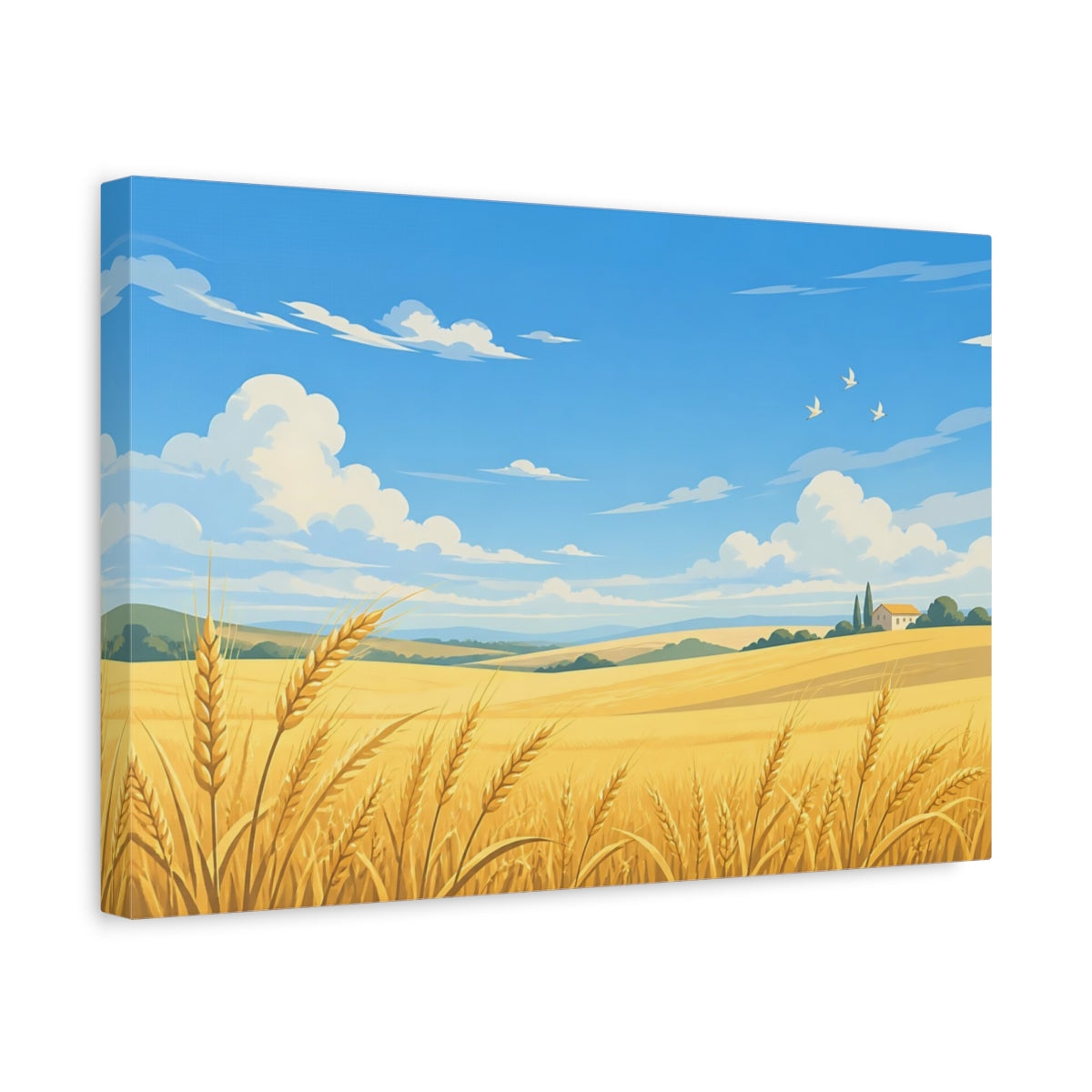 Side Mockup 4. Golden Wheat Field shown as canvas print