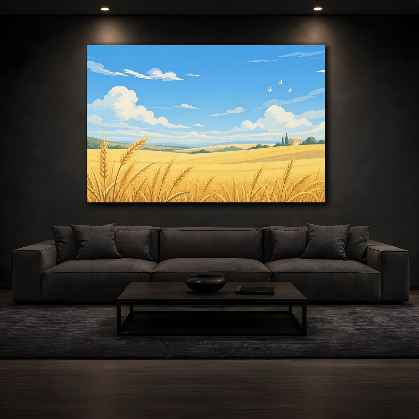 Mockup 3. Golden Wheat Field shown as canvas print