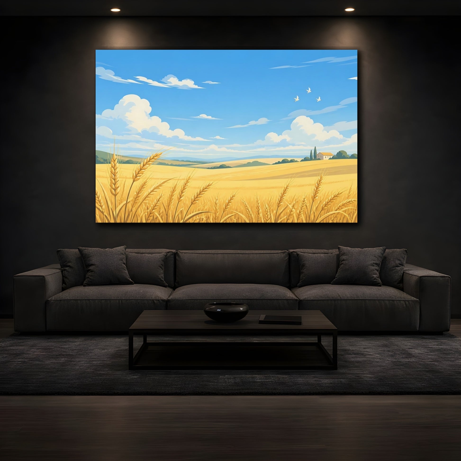 Mockup 3. Golden Wheat Field shown as canvas print