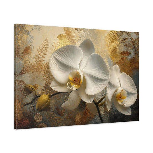 Main Mockup. Golden White Orchid shown as canvas print