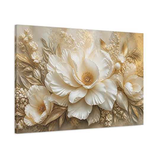 Main Mockup. Golden White Peony shown as canvas print