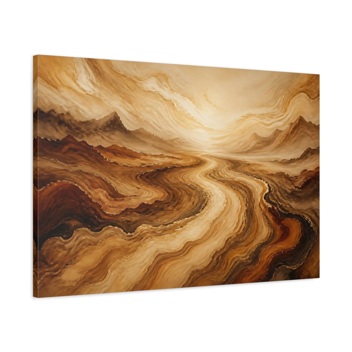 Main Mockup. Golden Winding River shown as canvas print