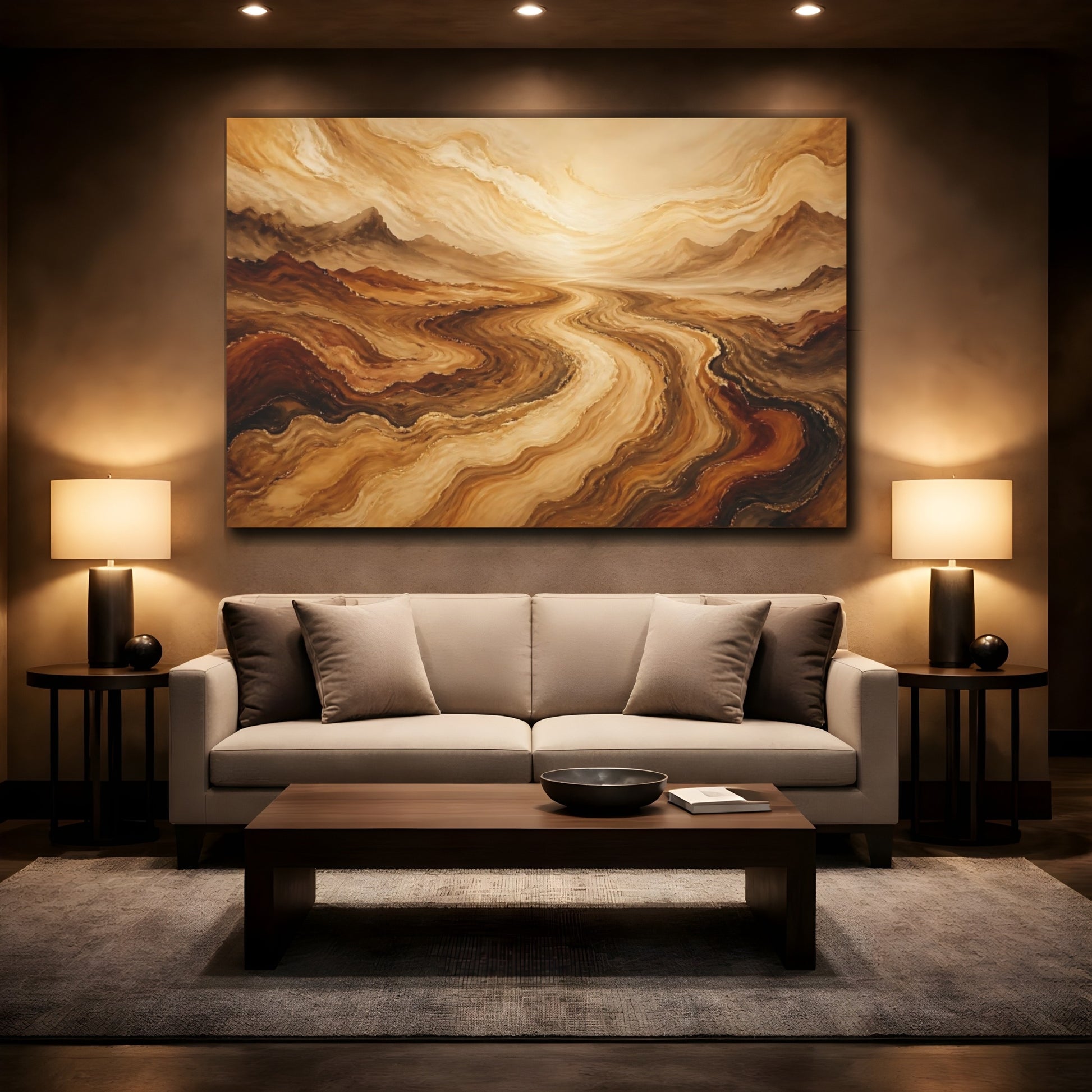Mockup 2. Golden Winding River shown as canvas print