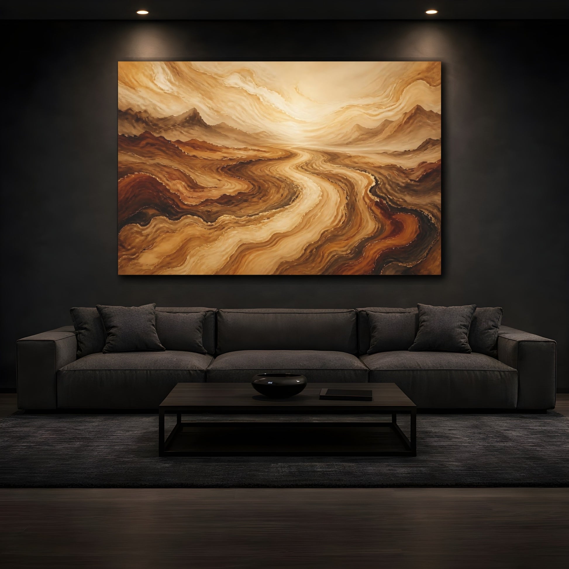 Mockup 3. Golden Winding River shown as canvas print