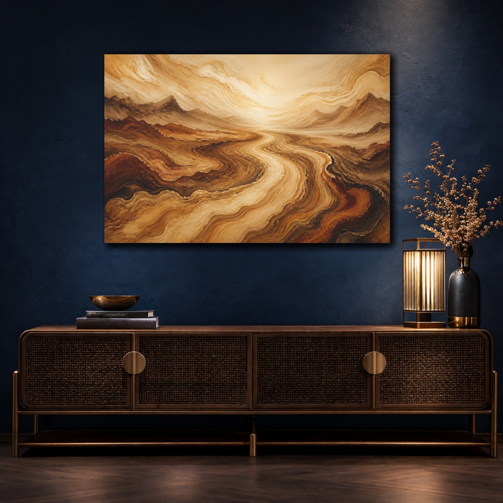Mockup 4. Golden Winding River shown as canvas print