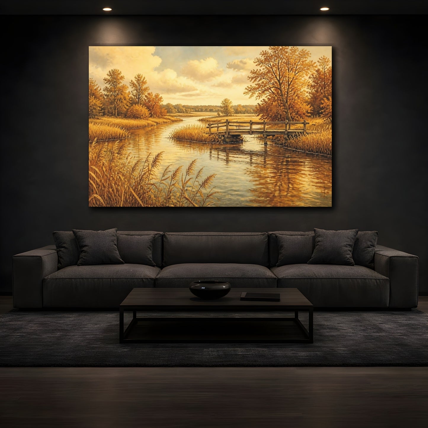 Mockup 3. Golden Wooden Bridge shown as canvas print
