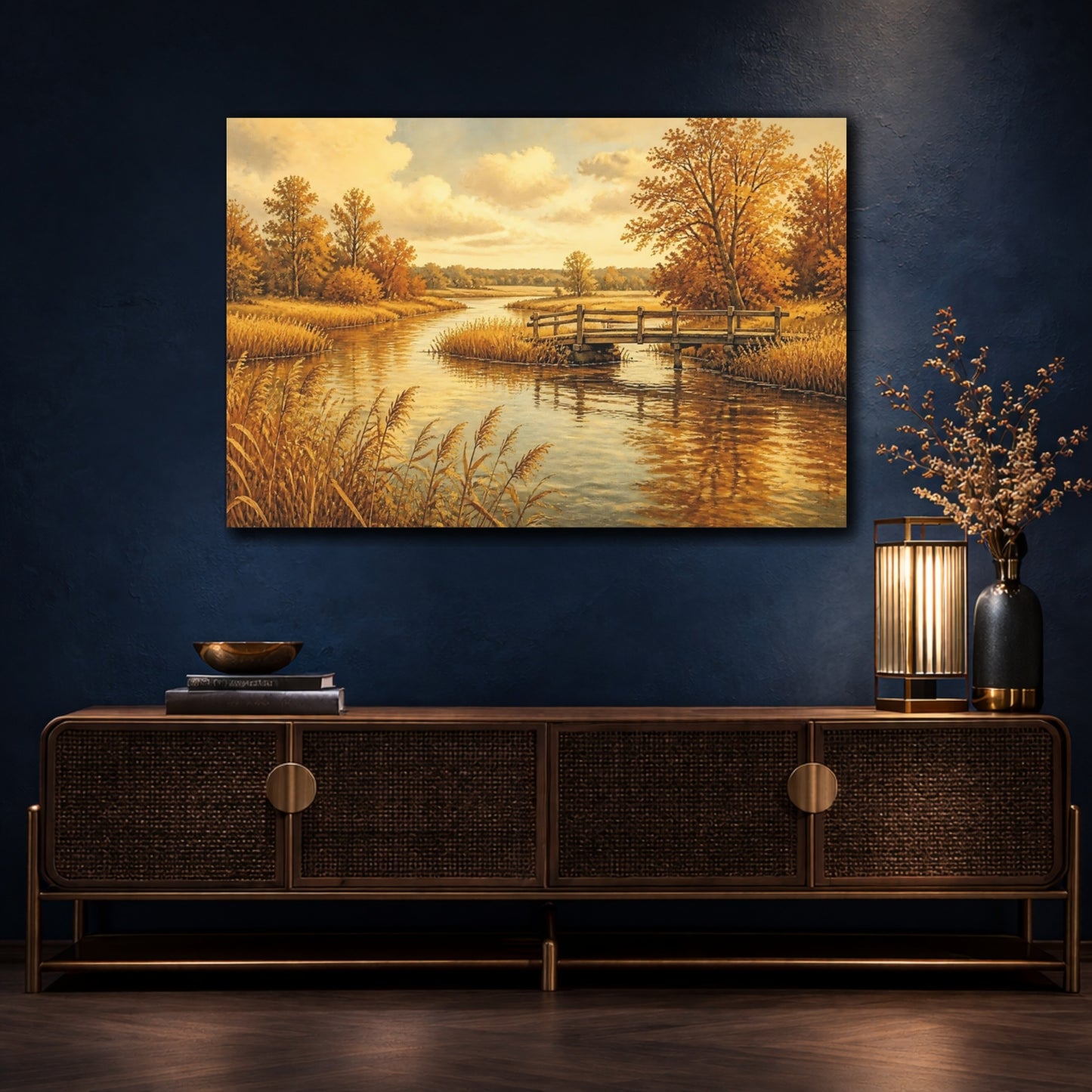 Mockup 4. Golden Wooden Bridge shown as canvas print