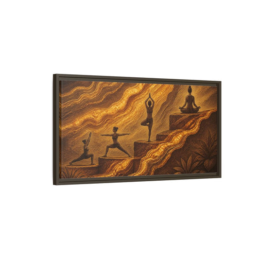 Main Mockup. Golden Yoga Flow shown as framed canvas print