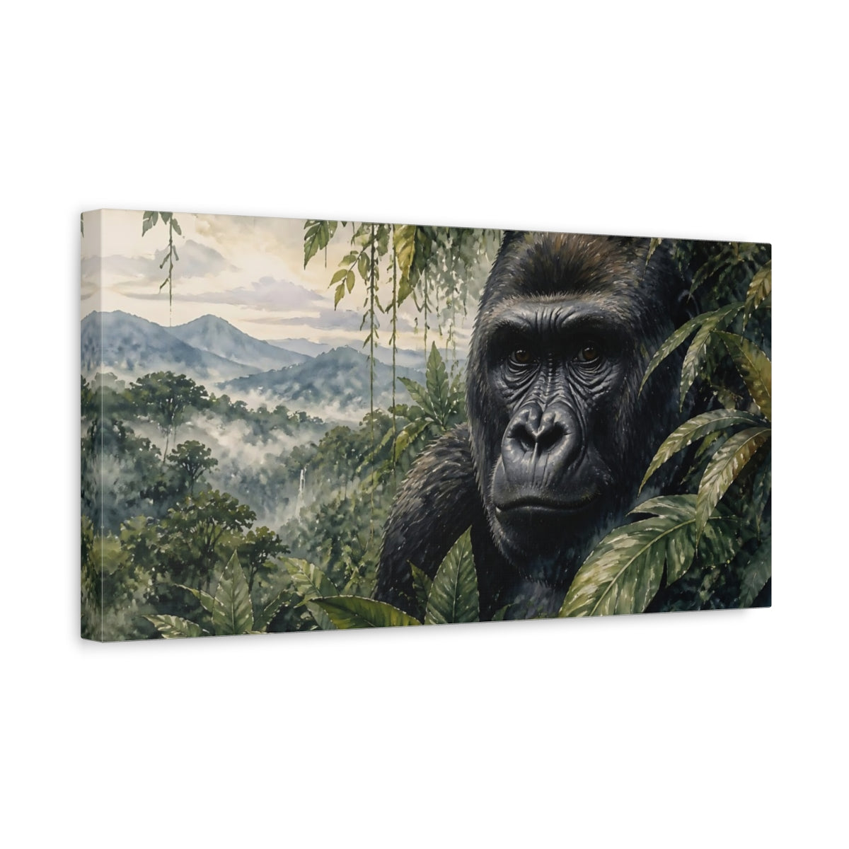 Side Mockup 3. Gorilla Jungle Animals shown as canvas print