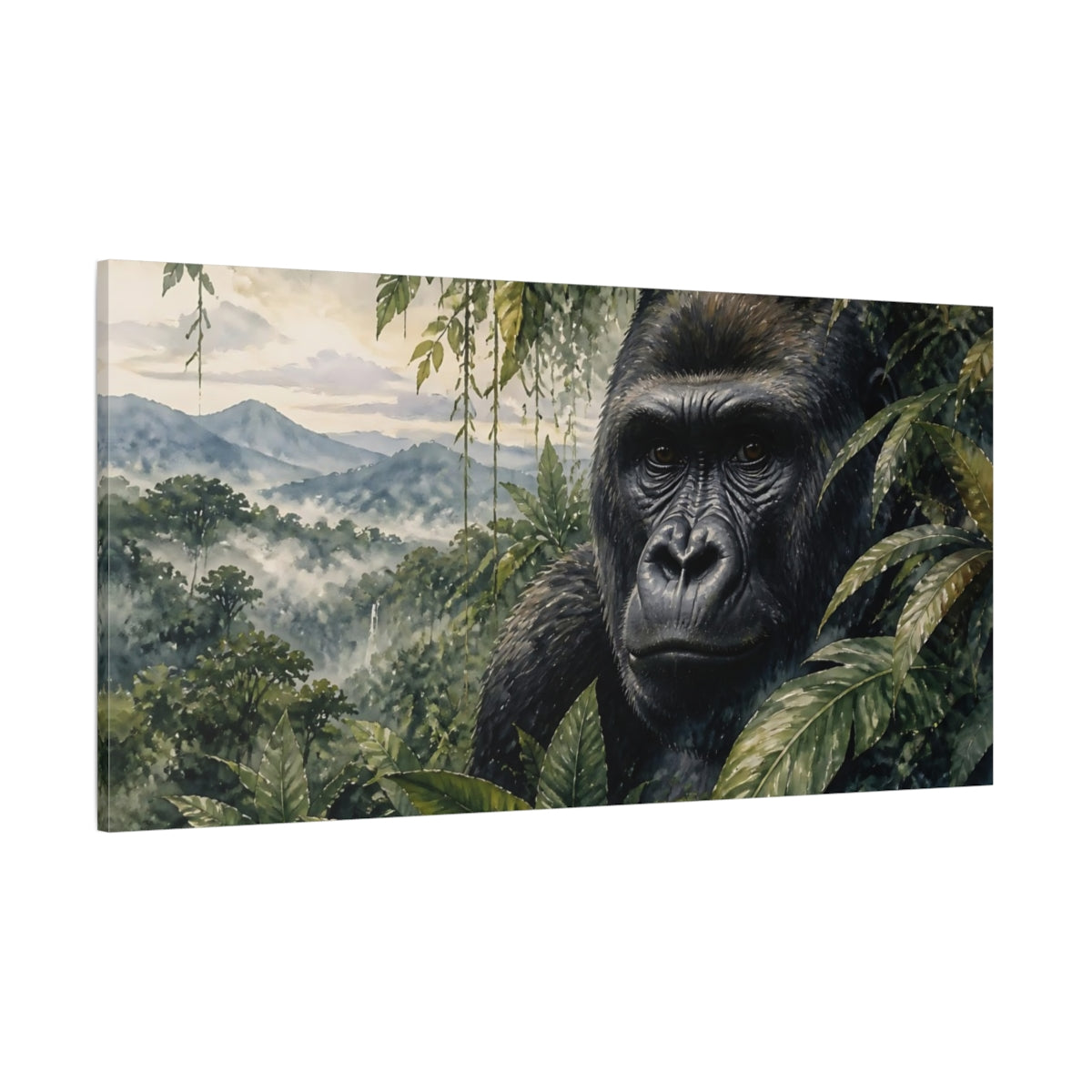 Side Mockup 2. Gorilla Jungle Animals shown as canvas print