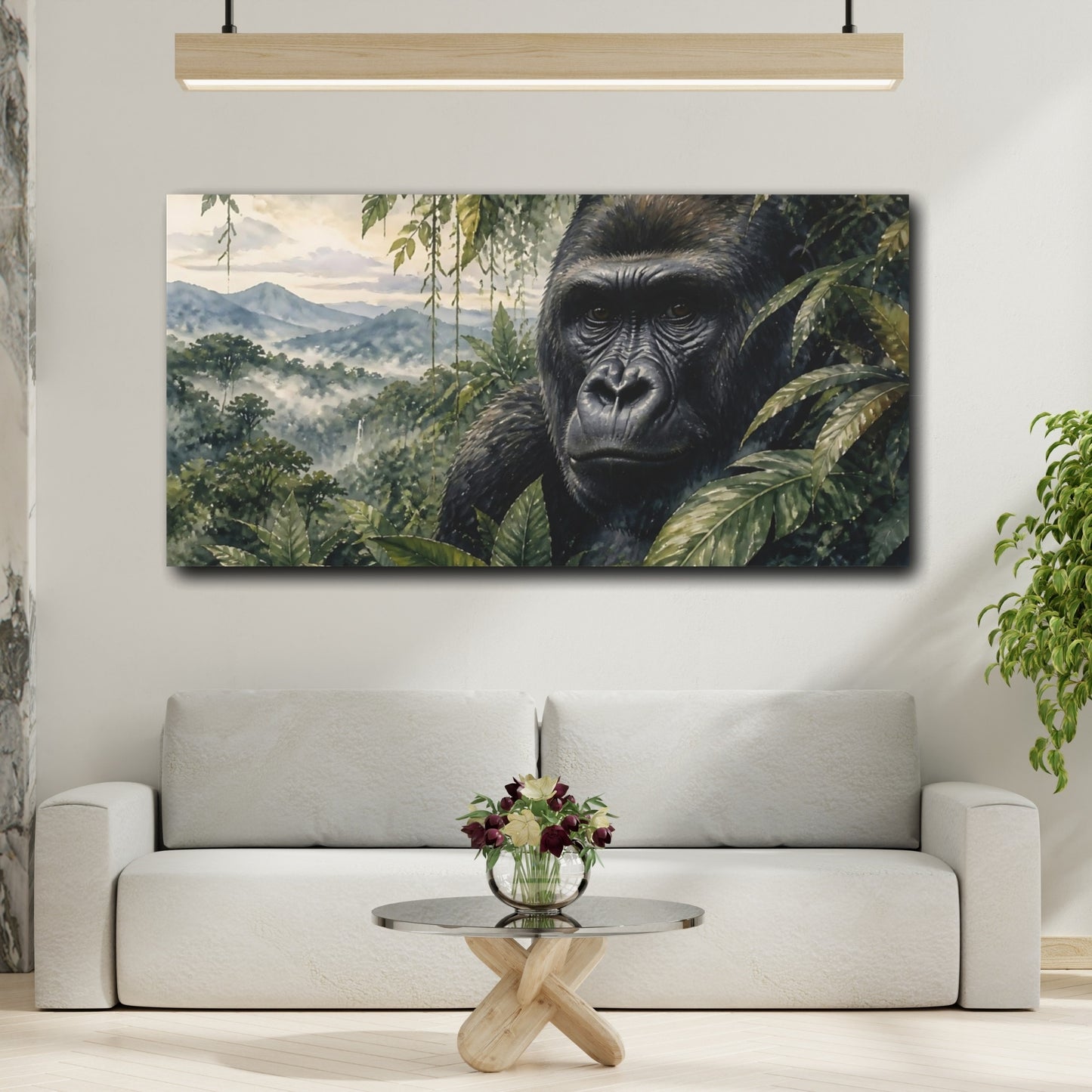Mockup 2. Gorilla Jungle Animals shown as canvas print