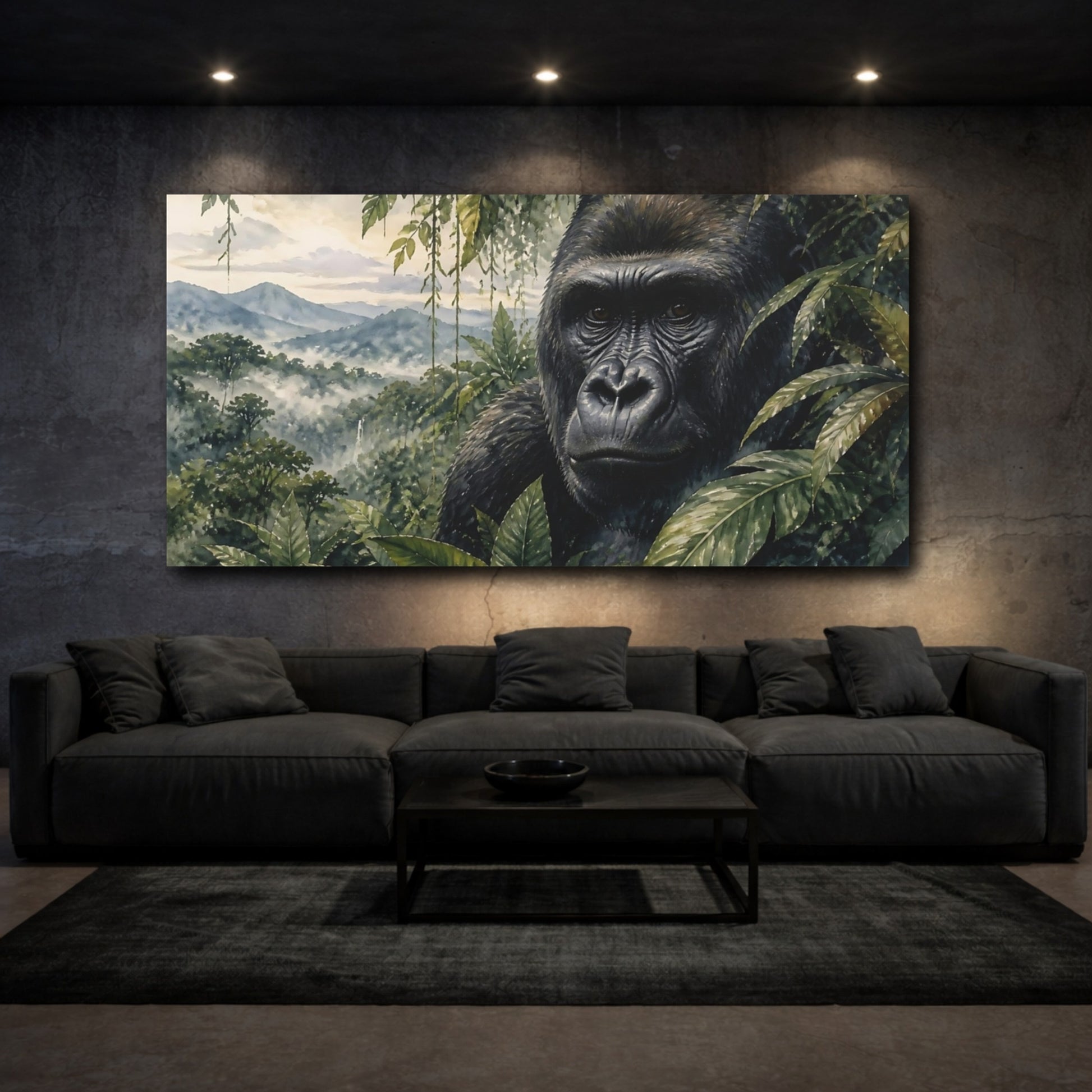 Mockup 3. Gorilla Jungle Animals shown as canvas print