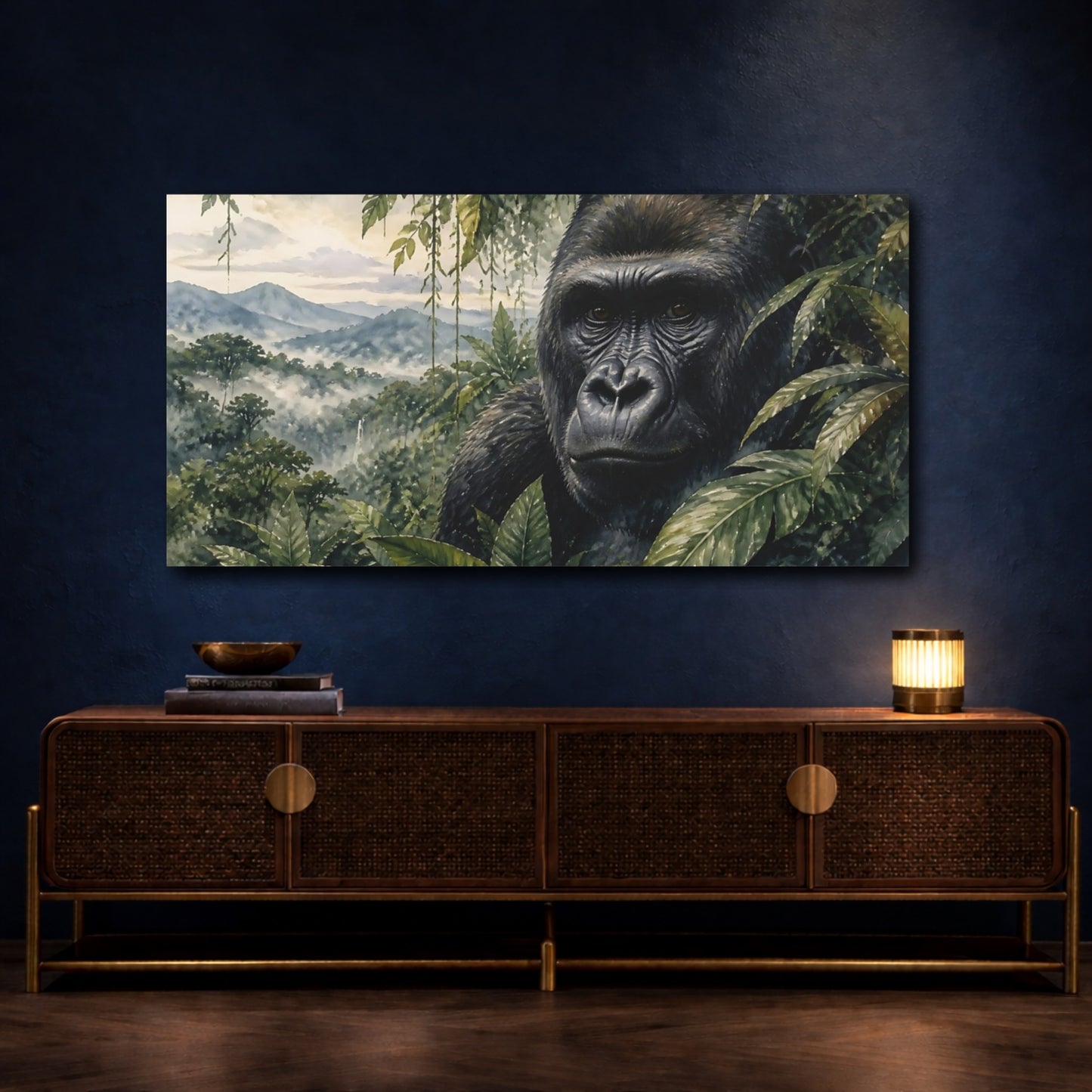 Mockup 4. Gorilla Jungle Animals shown as canvas print