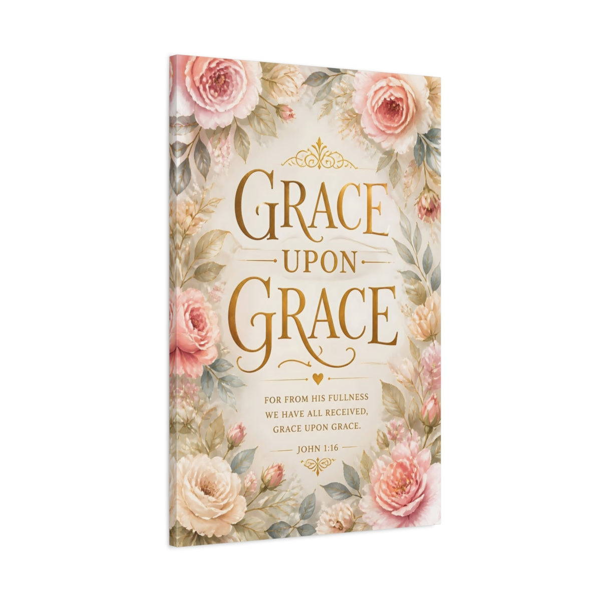 Main Mockup. Grace Quotes With Gold Floral shown as canvas print