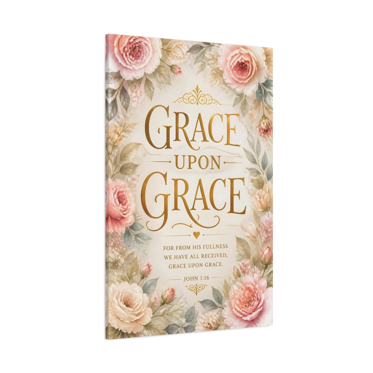 Side Mockup 1. Grace Quotes With Gold Floral shown as canvas print