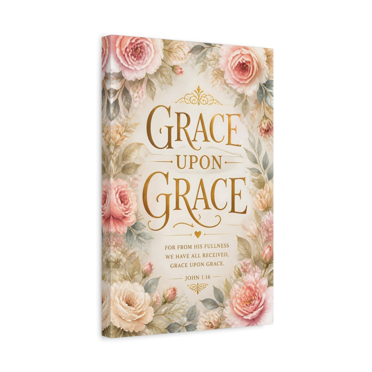Side Mockup 4. Grace Quotes With Gold Floral shown as canvas print