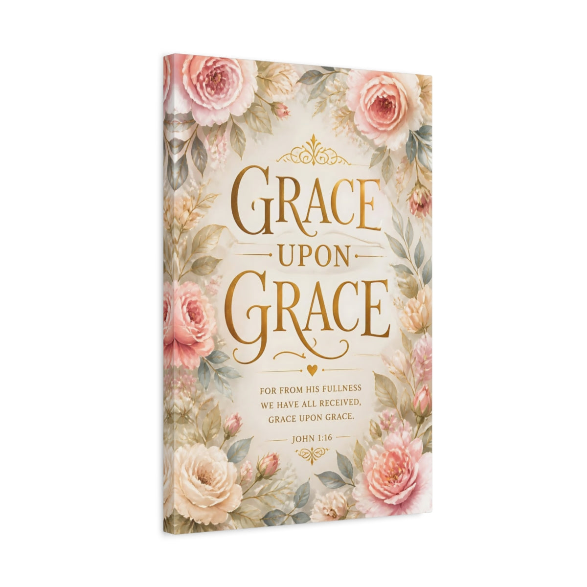 Side Mockup 3. Grace Quotes With Gold Floral shown as canvas print
