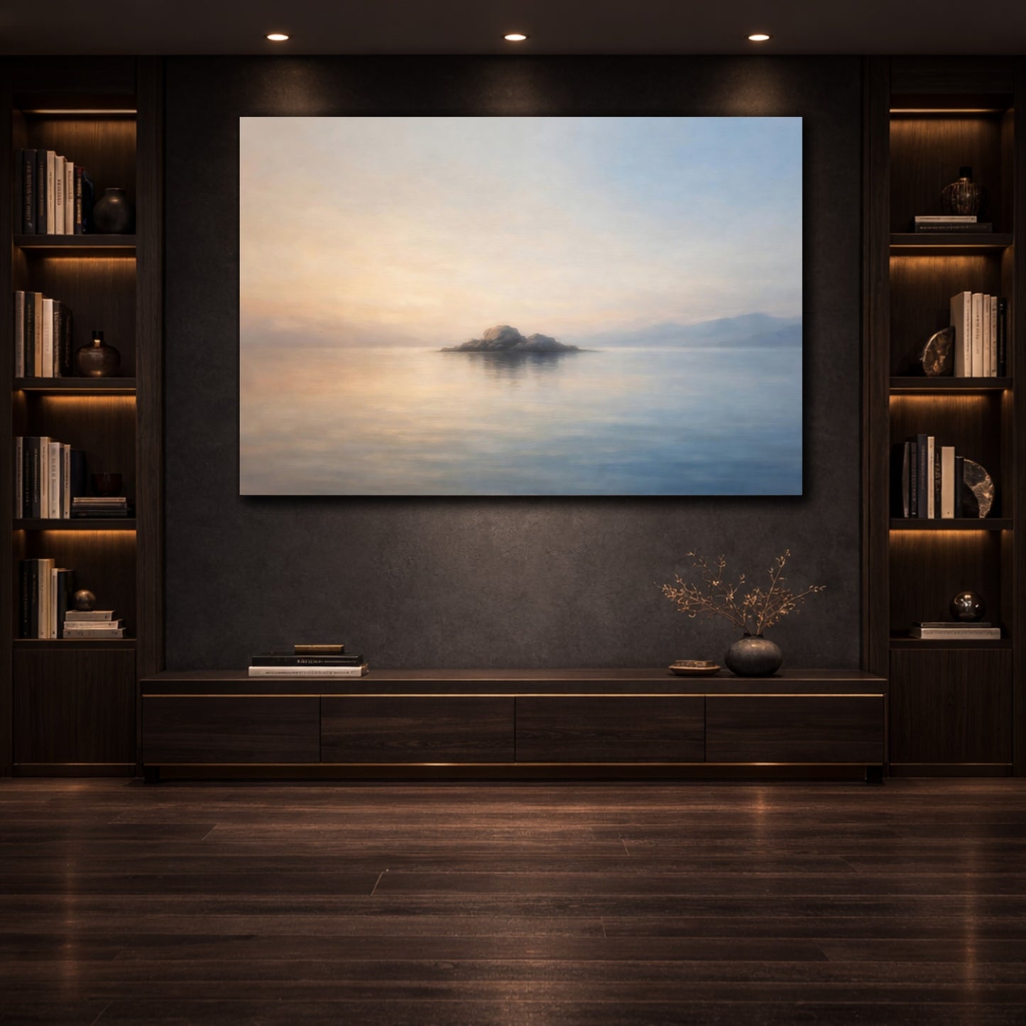 Mockup 3. Gradient Abstract Vast Space Minimal Subject Scene shown as stretched canvas wall art