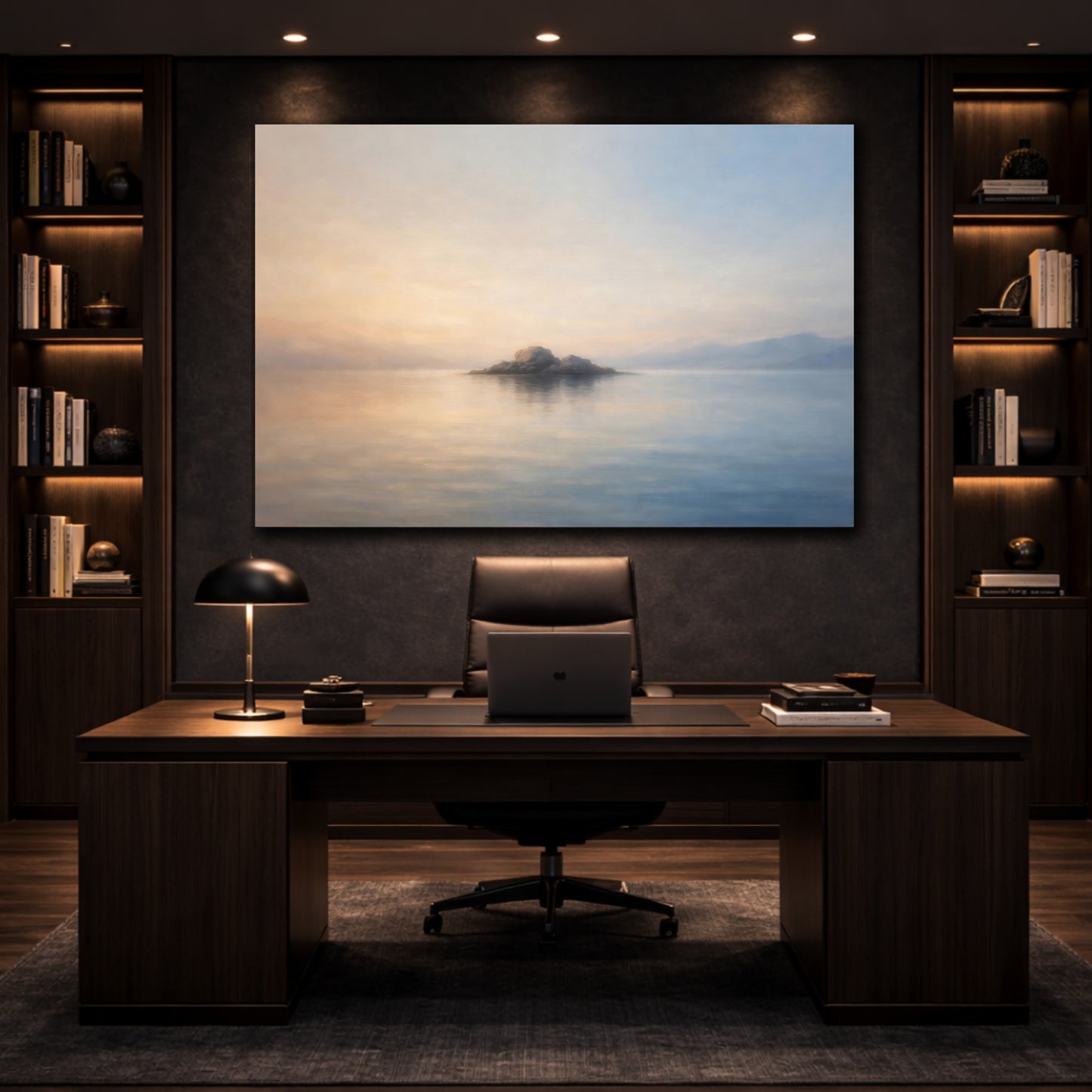 Mockup 4. Gradient Abstract Vast Space Minimal Subject Scene shown as stretched canvas wall art