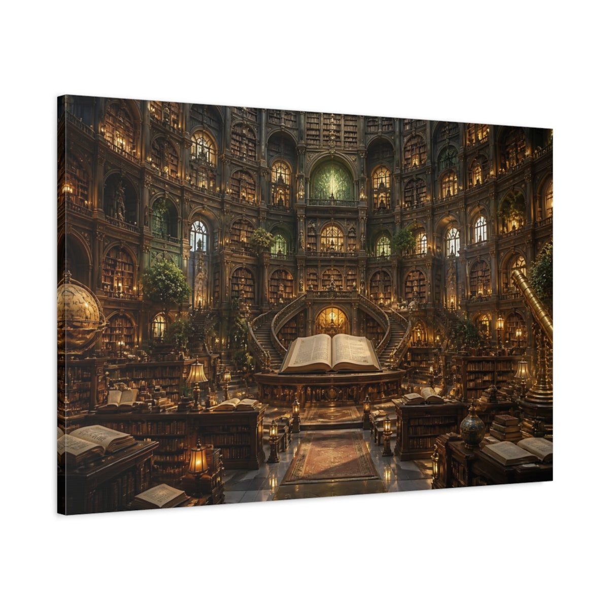 Main Mockup. Grand Library Interior shown as canvas print