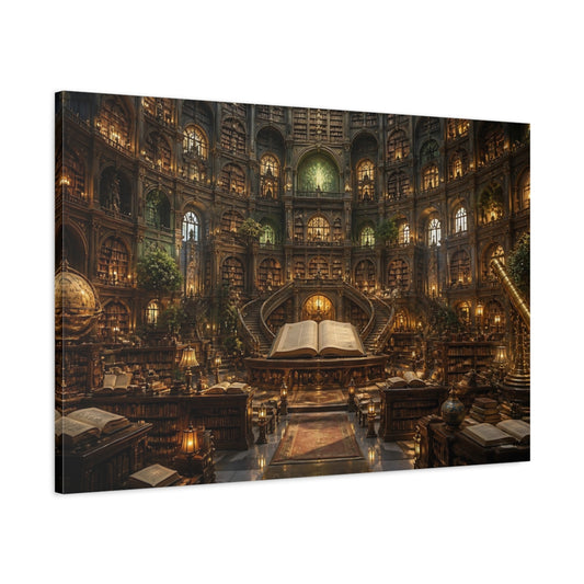 Main Mockup. Grand Library Interior shown as canvas print