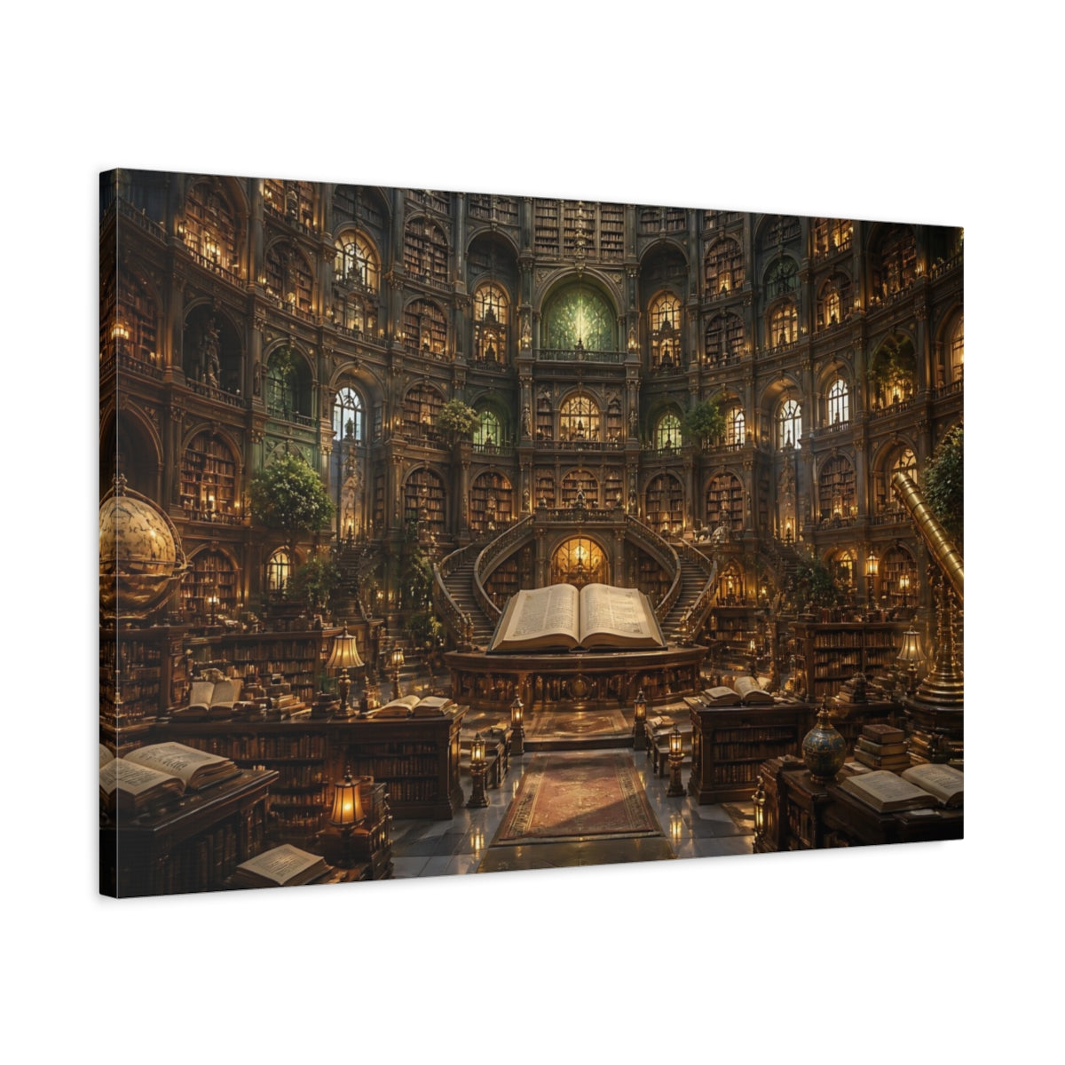 Side Mockup 2. Grand Library Interior shown as canvas print