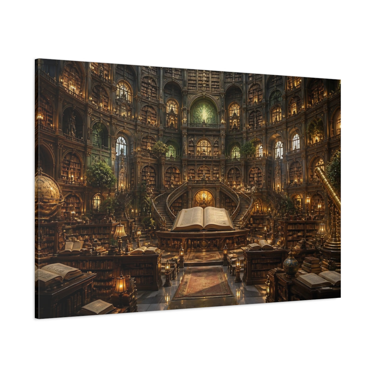 Side Mockup 1. Grand Library Interior shown as canvas print