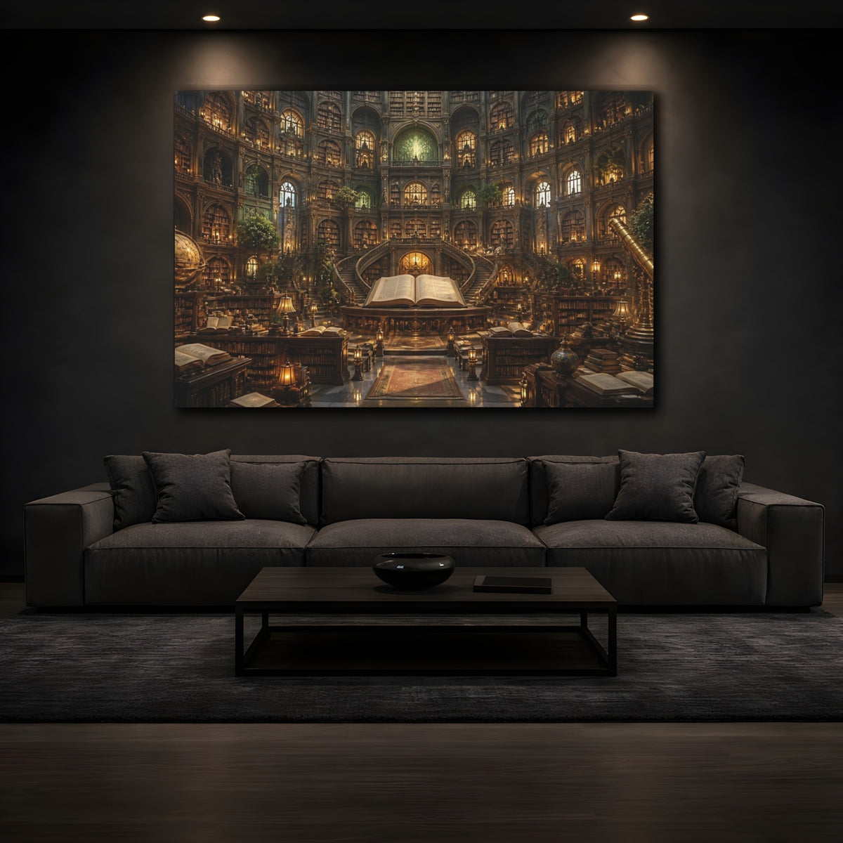 Mockup 3. Grand Library Interior shown as canvas print
