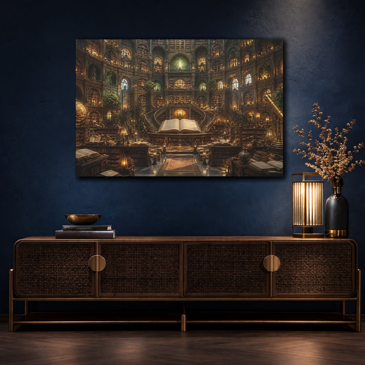 Mockup 4. Grand Library Interior shown as canvas print