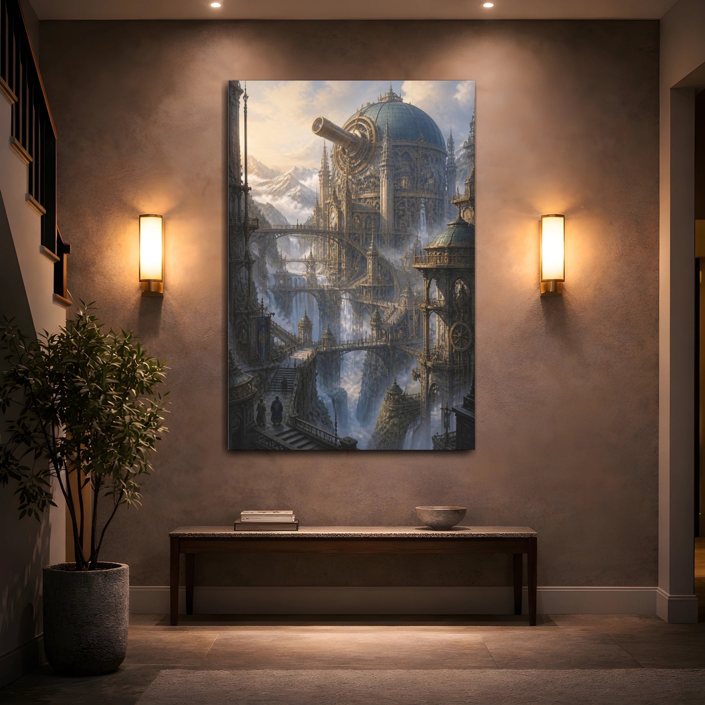 Mockup 2. Grand Mechanical Observatory shown as canvas print