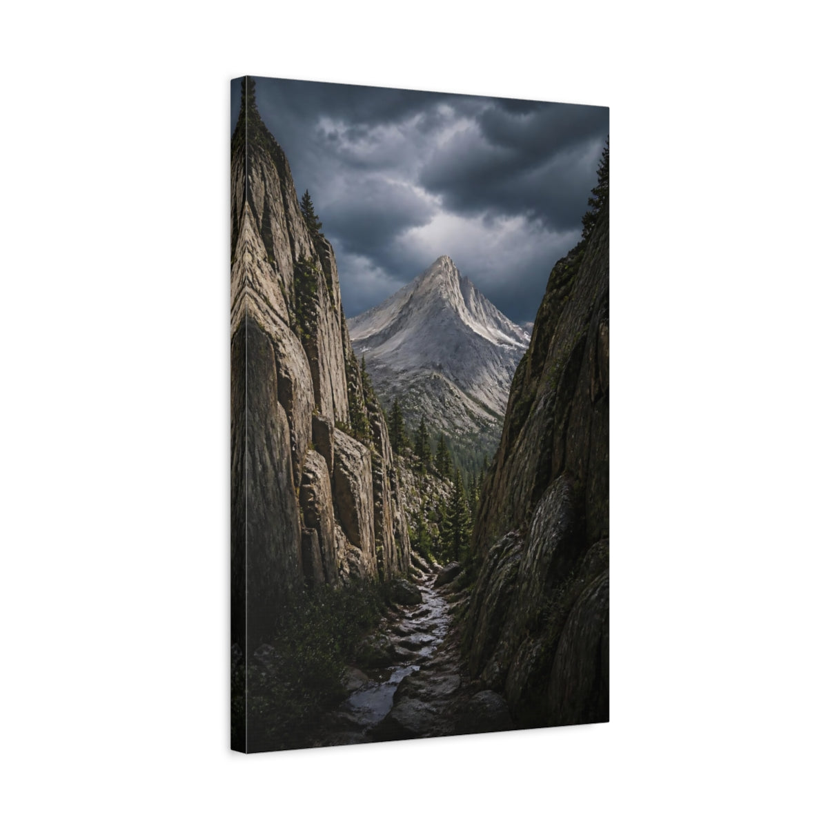 Side Mockup 3. Granite Peak Landscape shown as canvas print