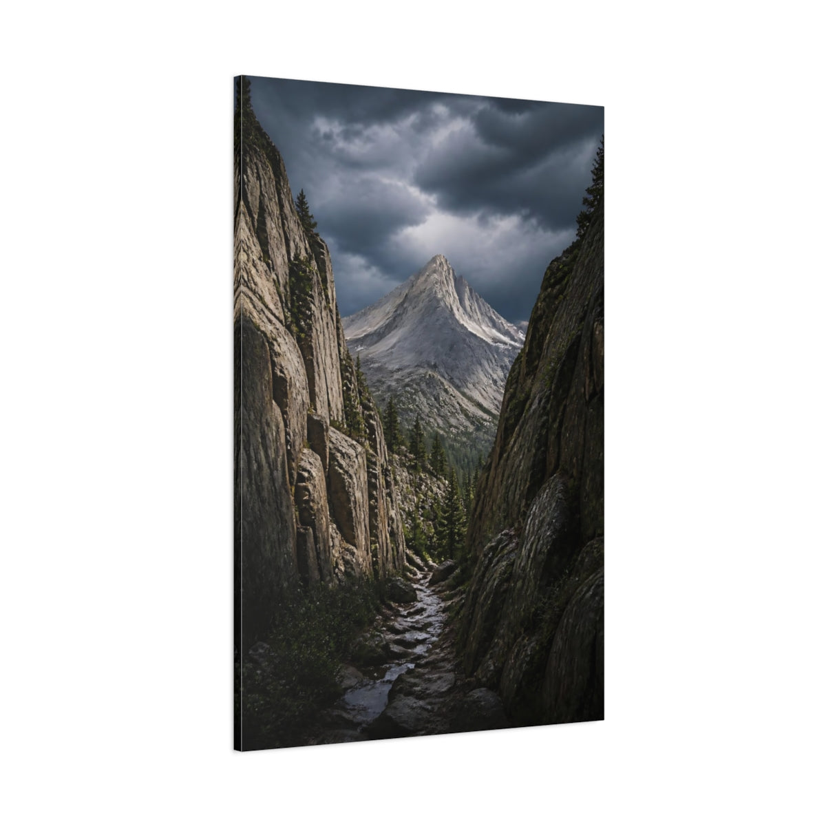 Side Mockup 1. Granite Peak Landscape shown as canvas print