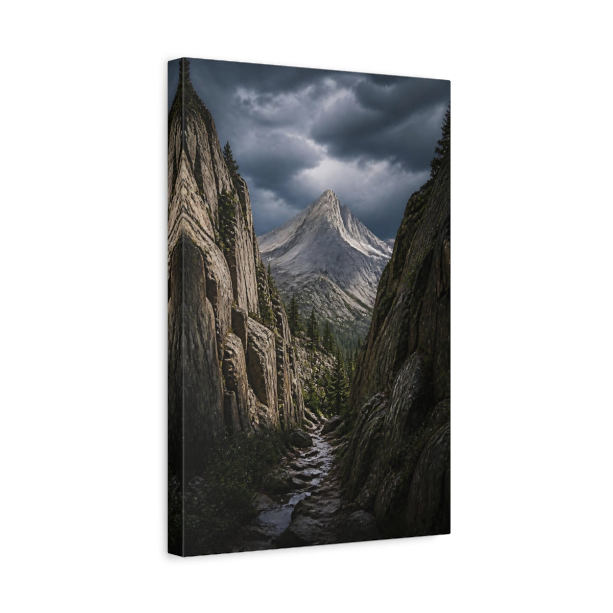 Side Mockup 4. Granite Peak Landscape shown as canvas print
