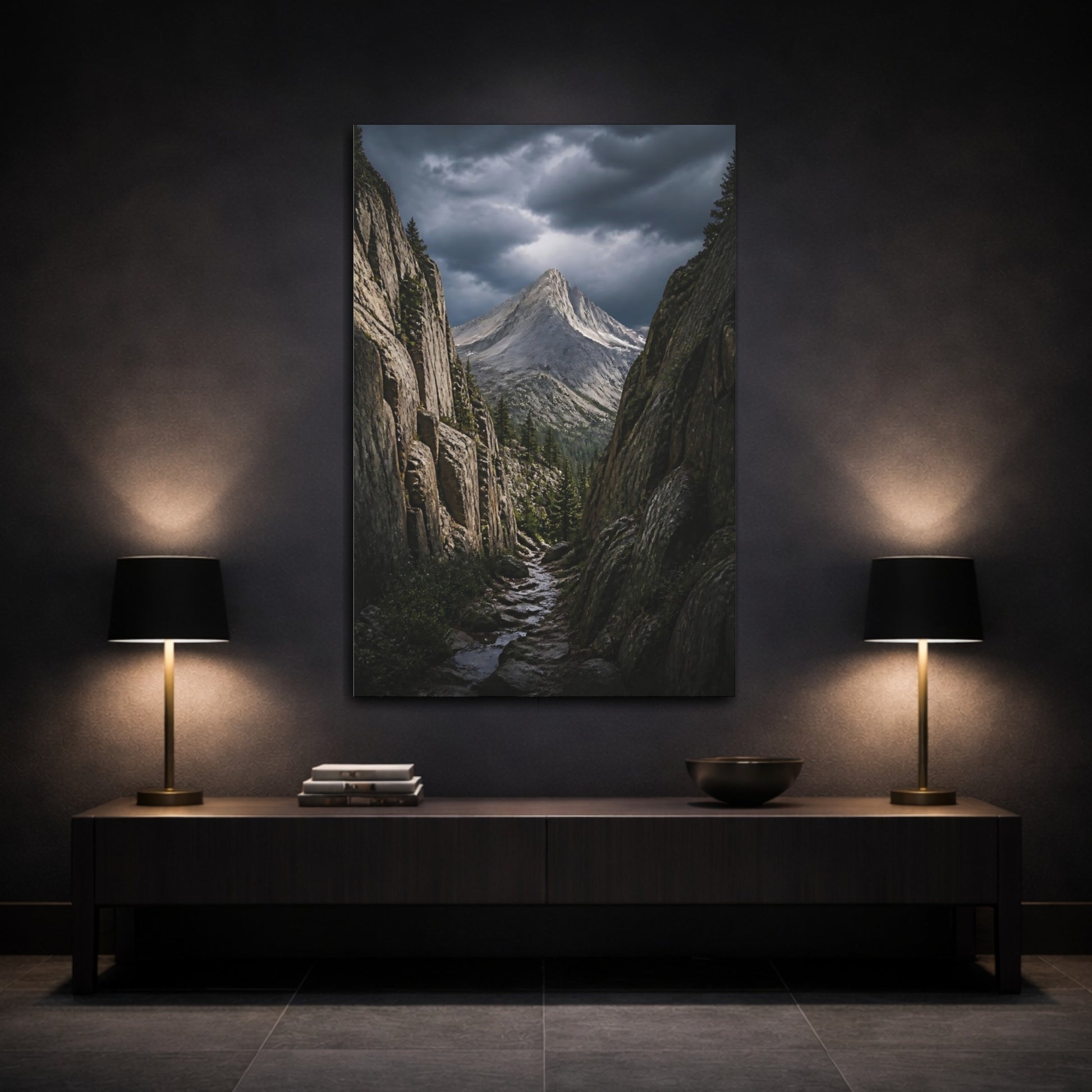 Mockup 3. Granite Peak Landscape shown as canvas print