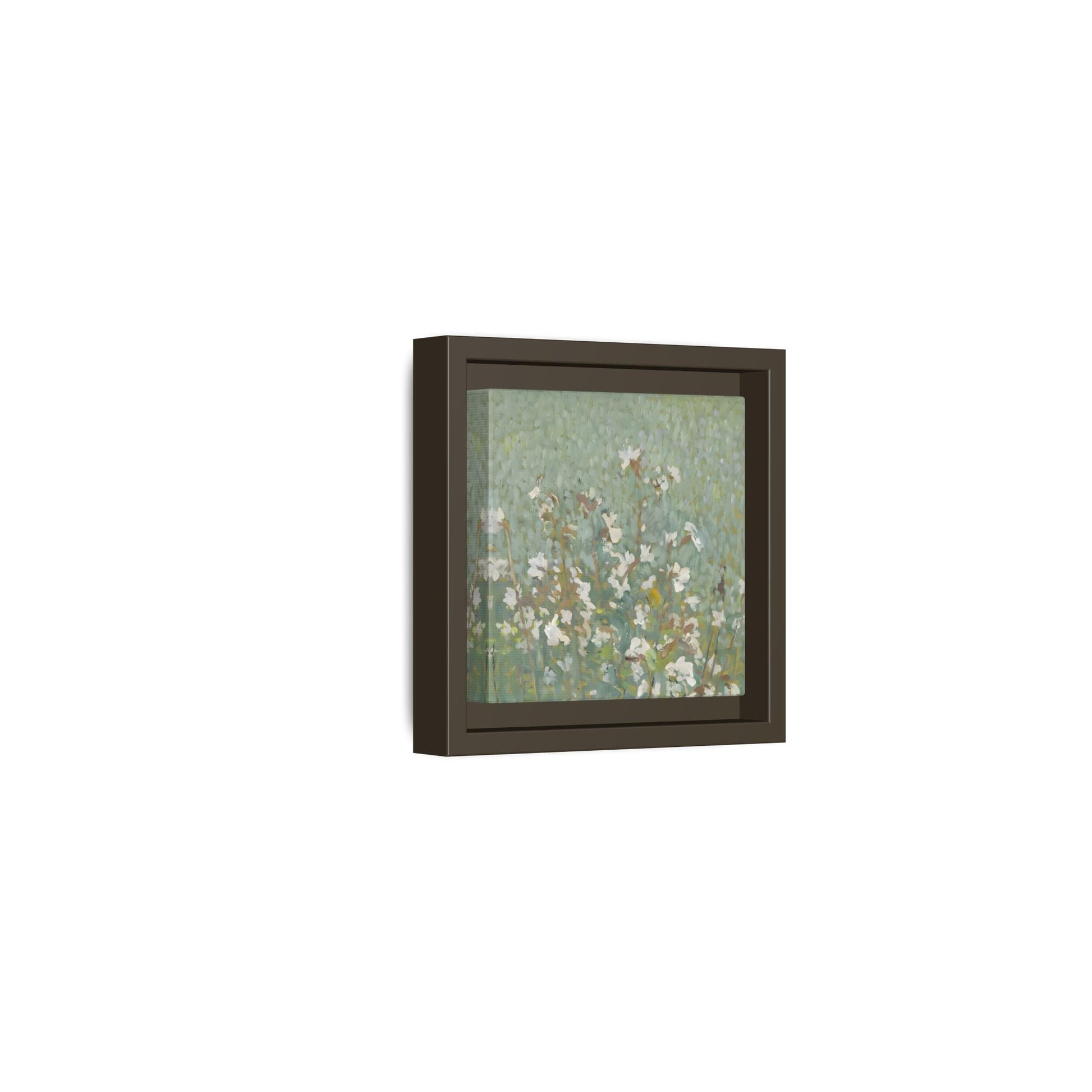 Green Abstract Wildflower Framed Canvas Wall Art Floral Vintage Print