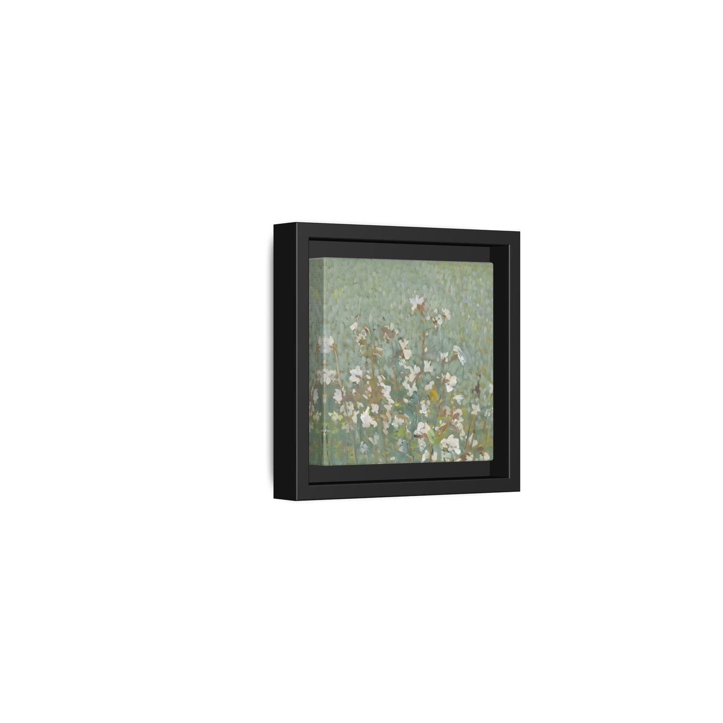 Green Abstract Wildflower Framed Canvas Wall Art Floral Vintage Print