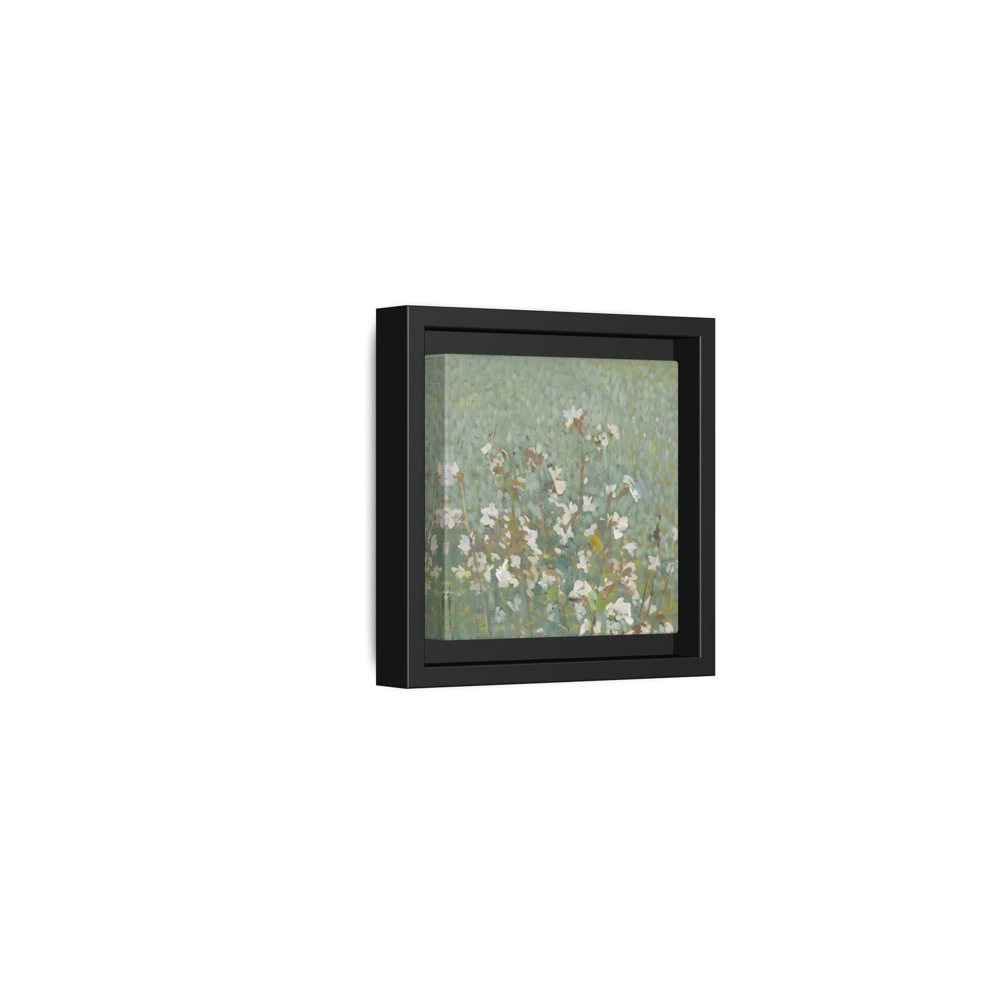 Green Abstract Wildflower Framed Canvas Wall Art Floral Vintage Print