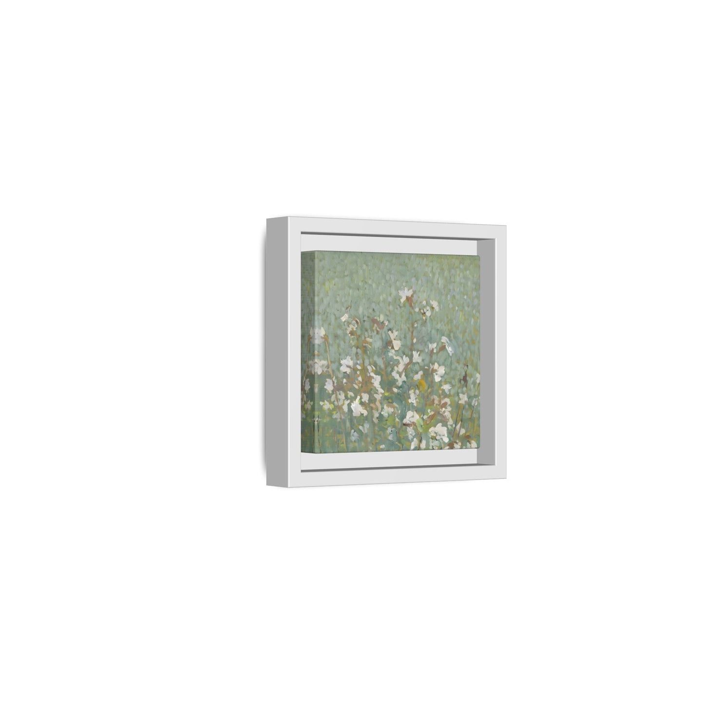 Green Abstract Wildflower Framed Canvas Wall Art Floral Vintage Print