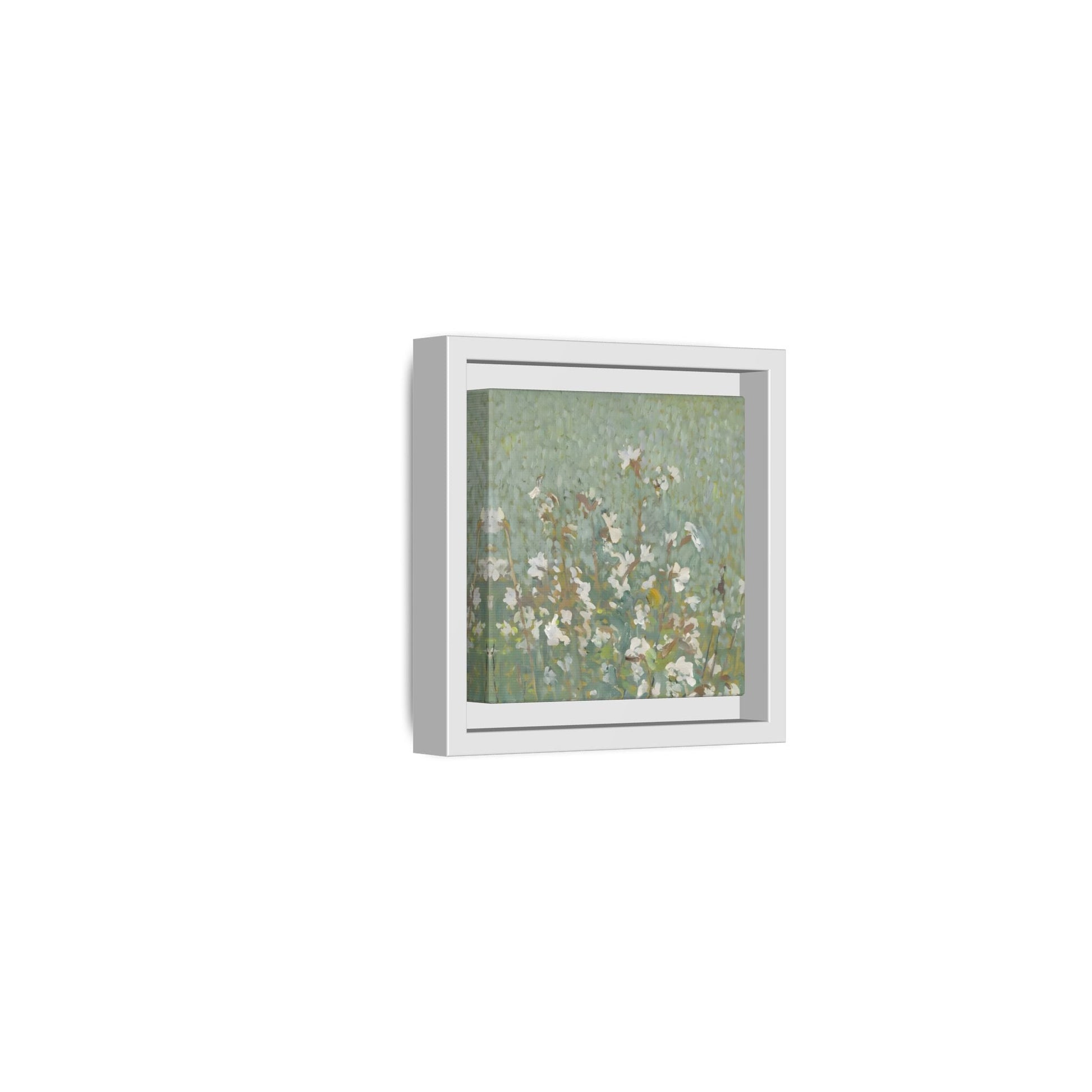 Green Abstract Wildflower Framed Canvas Wall Art Floral Vintage Print