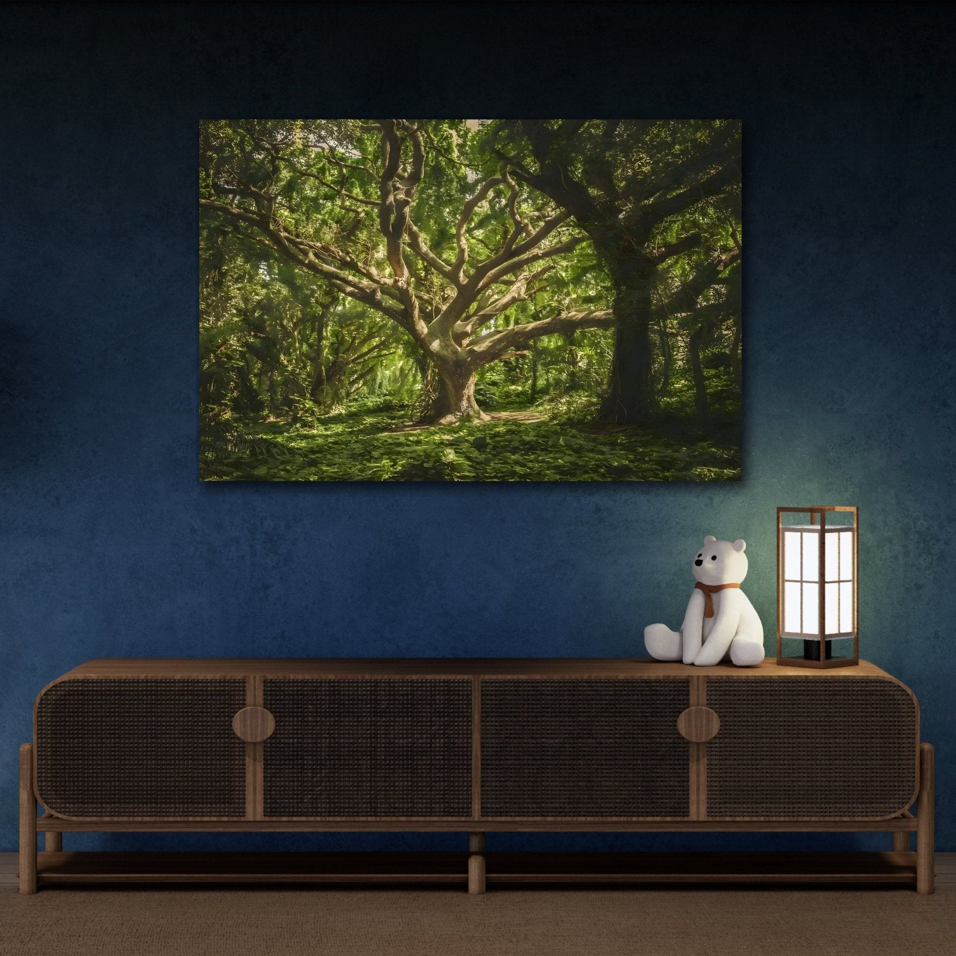 Green Forest Wall Art Canvas Print - Nature Tree Landscape for Living Room