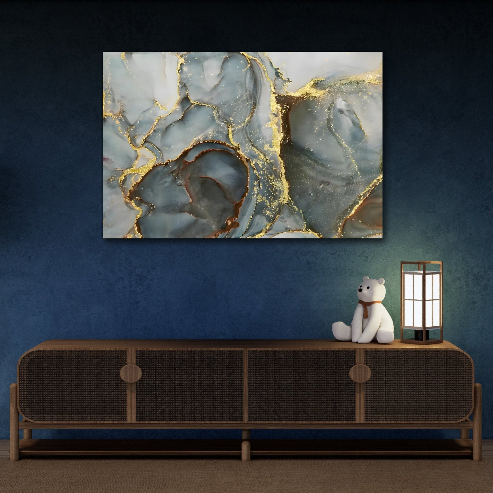 Green Gold Marble Fashion Wall Art Canvas Print - Modern Abstract Home Decor