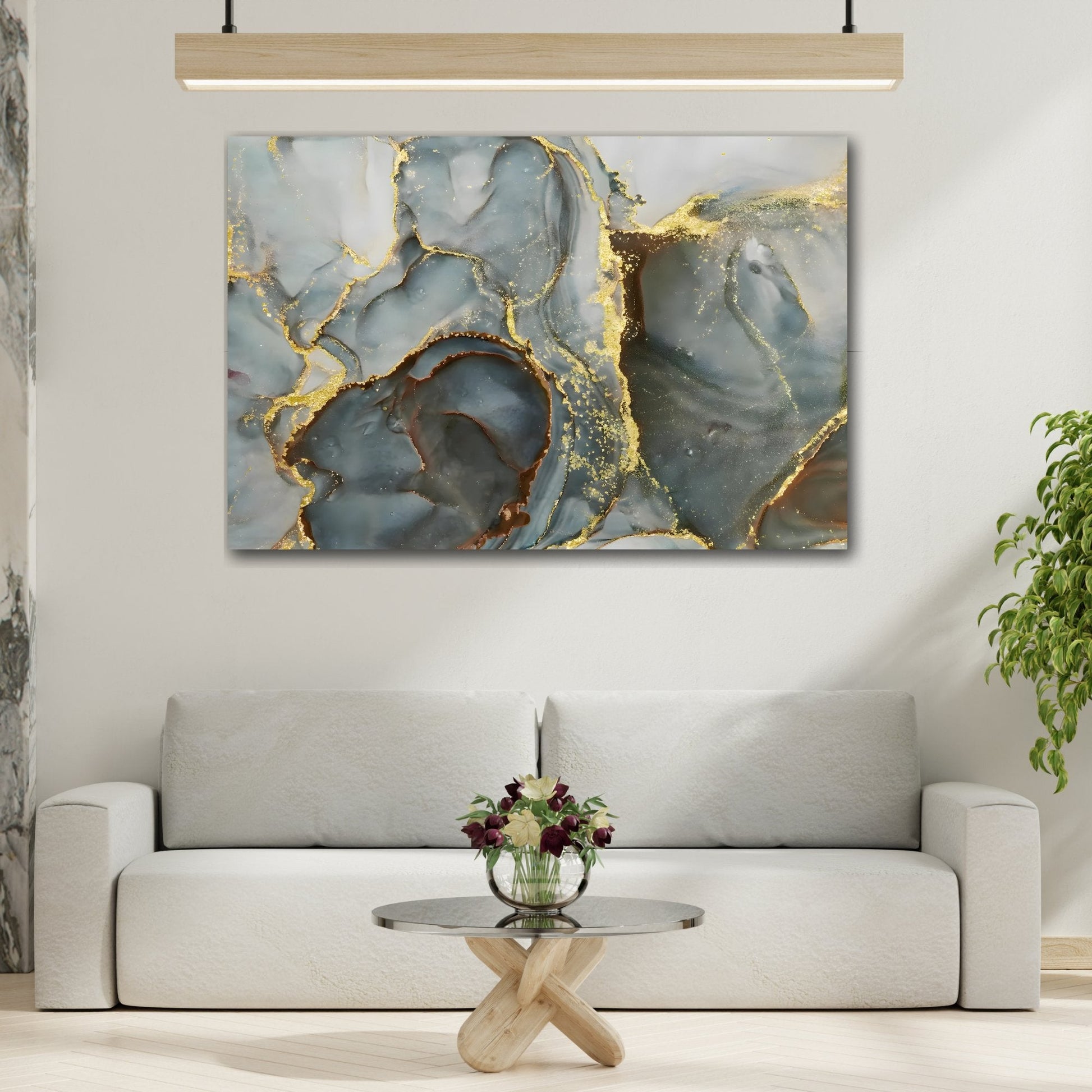 Green Gold Marble Fashion Wall Art Canvas Print - Modern Abstract Home Decor