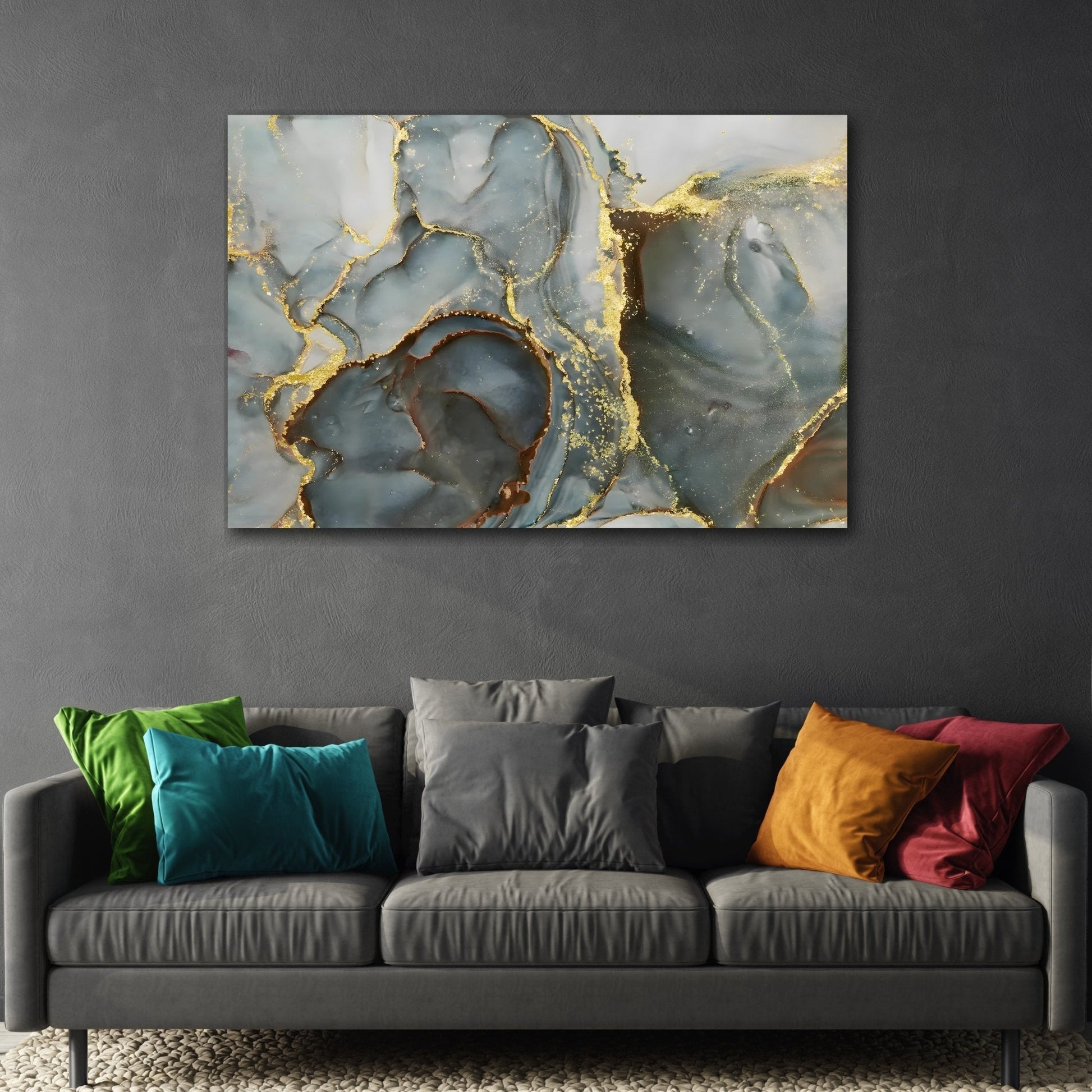 Green Gold Marble Fashion Wall Art Canvas Print - Modern Abstract Home Decor