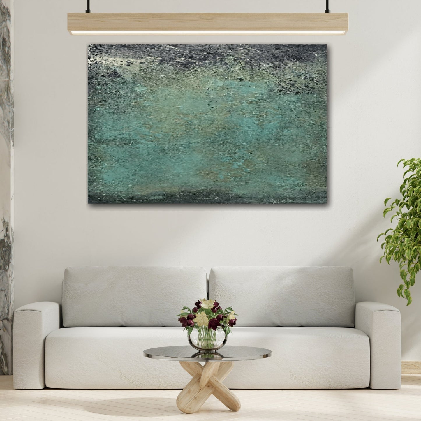 Green Minimalism Canvas Print - Large Abstract Wall art - YesArtYes